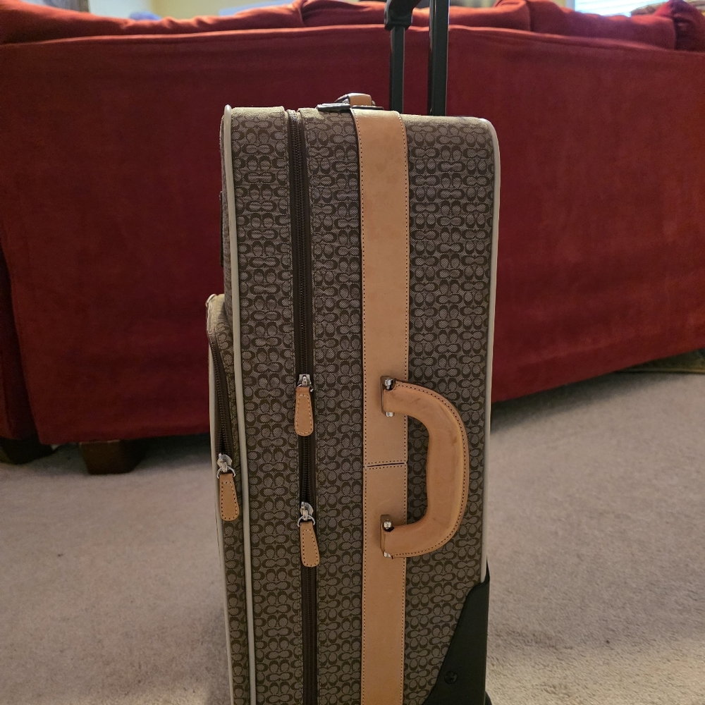 Coach Brown and Tan Rolling Suitcase - Picture 2 of 12